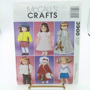 UNCUT Vintage Sewing PATTERN McCalls Crafts 3900, 18in Doll Clothes 2002